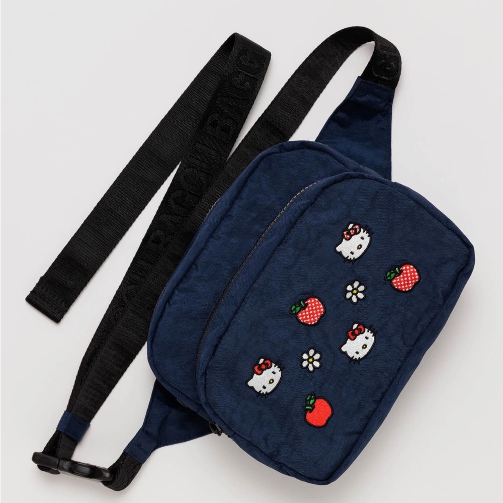BAGGU X SANRIO HELLO KITTY BLUE EMBROIDERED FANNY PACK CROSSBODY BAG NWT